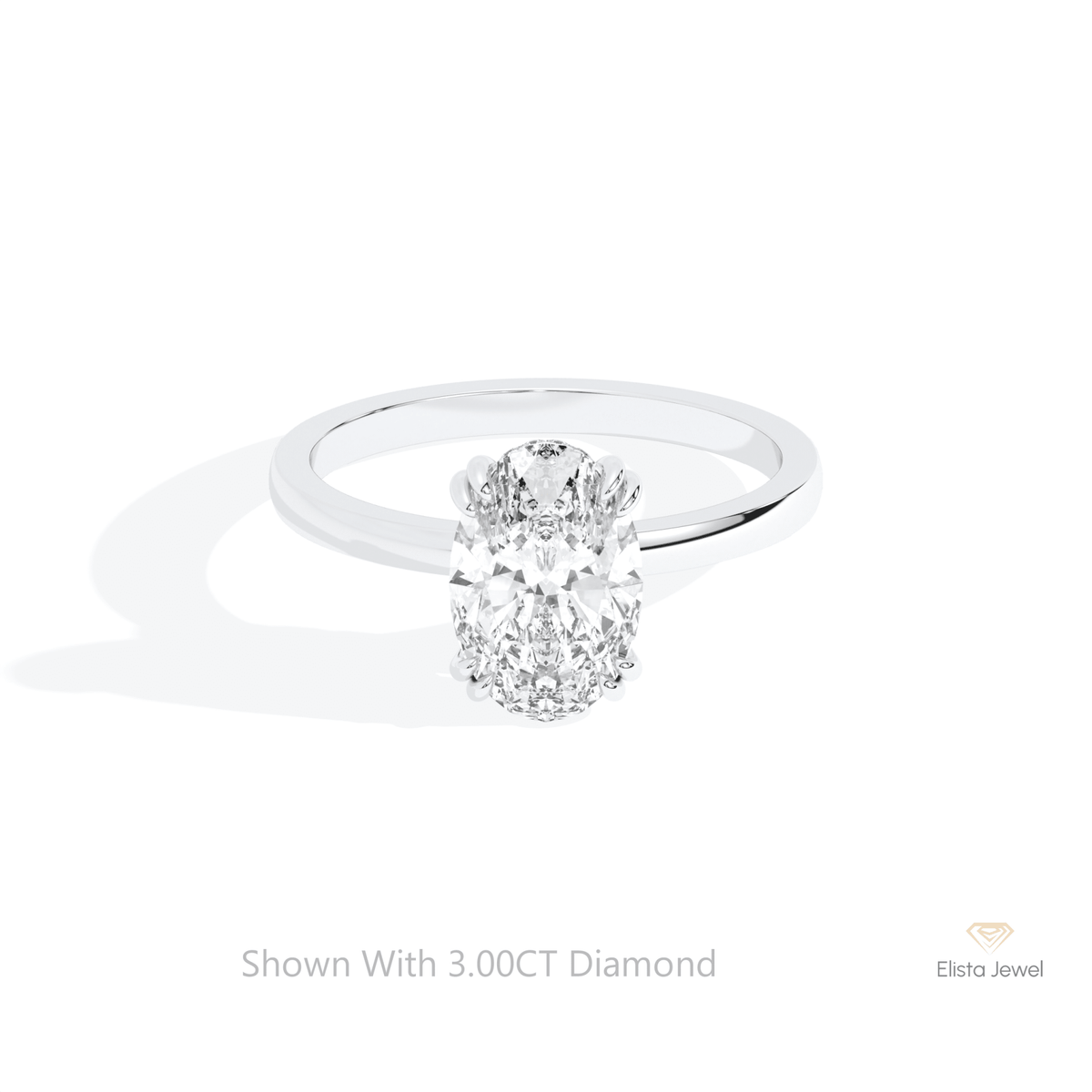 Oval Cut Double Hidden Halo Lab Grown Diamond Ring in 14K Yellow Gold - Detail View