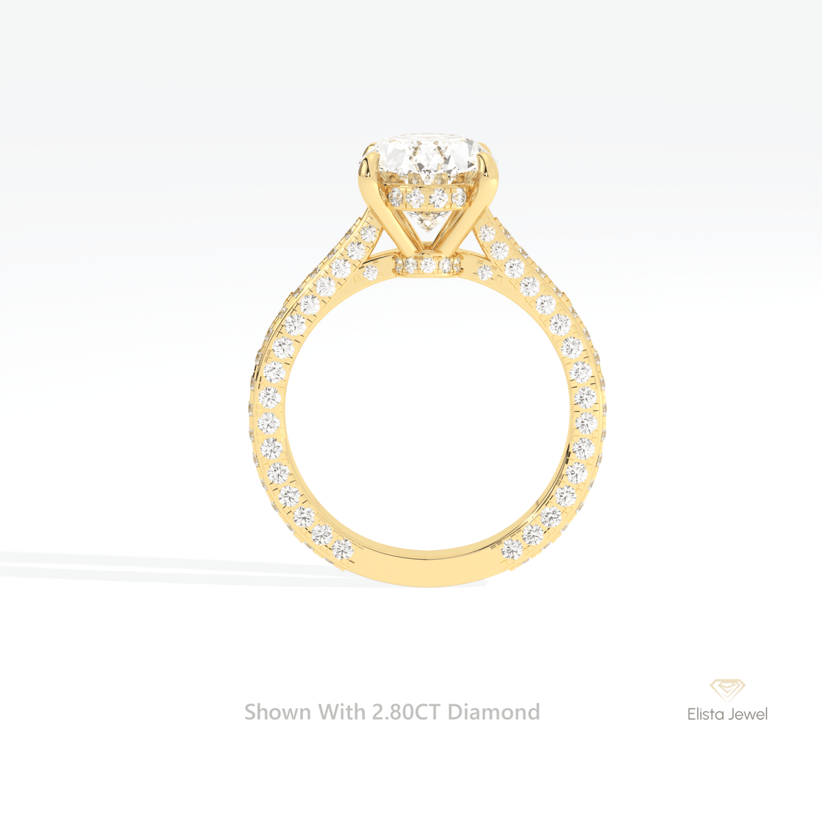 Oval Cut Double Hidden Halo Wedding Lab Grown Diamond Ring in 18K White Gold - Close-up View