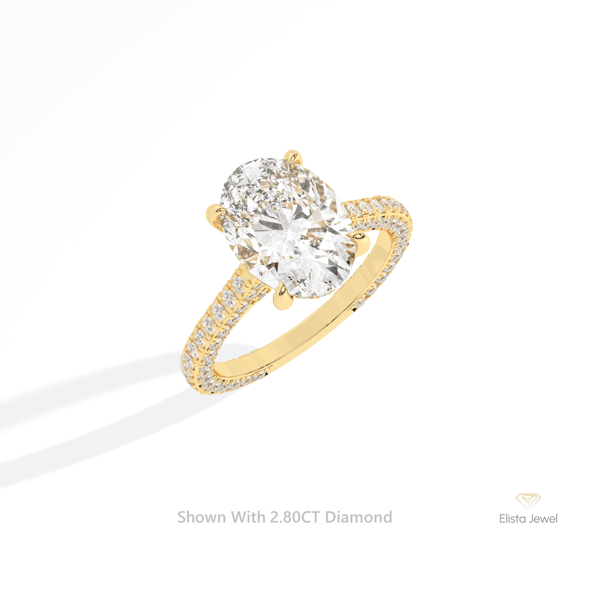 Oval Cut Double Hidden Halo Wedding Lab Grown Diamond Ring in 14K Rose Gold - Profile View