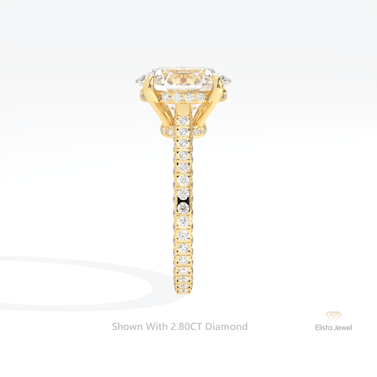 Oval Cut Double Hidden Halo Wedding Lab Grown Diamond Ring in 18K Yellow Gold - Perspective View