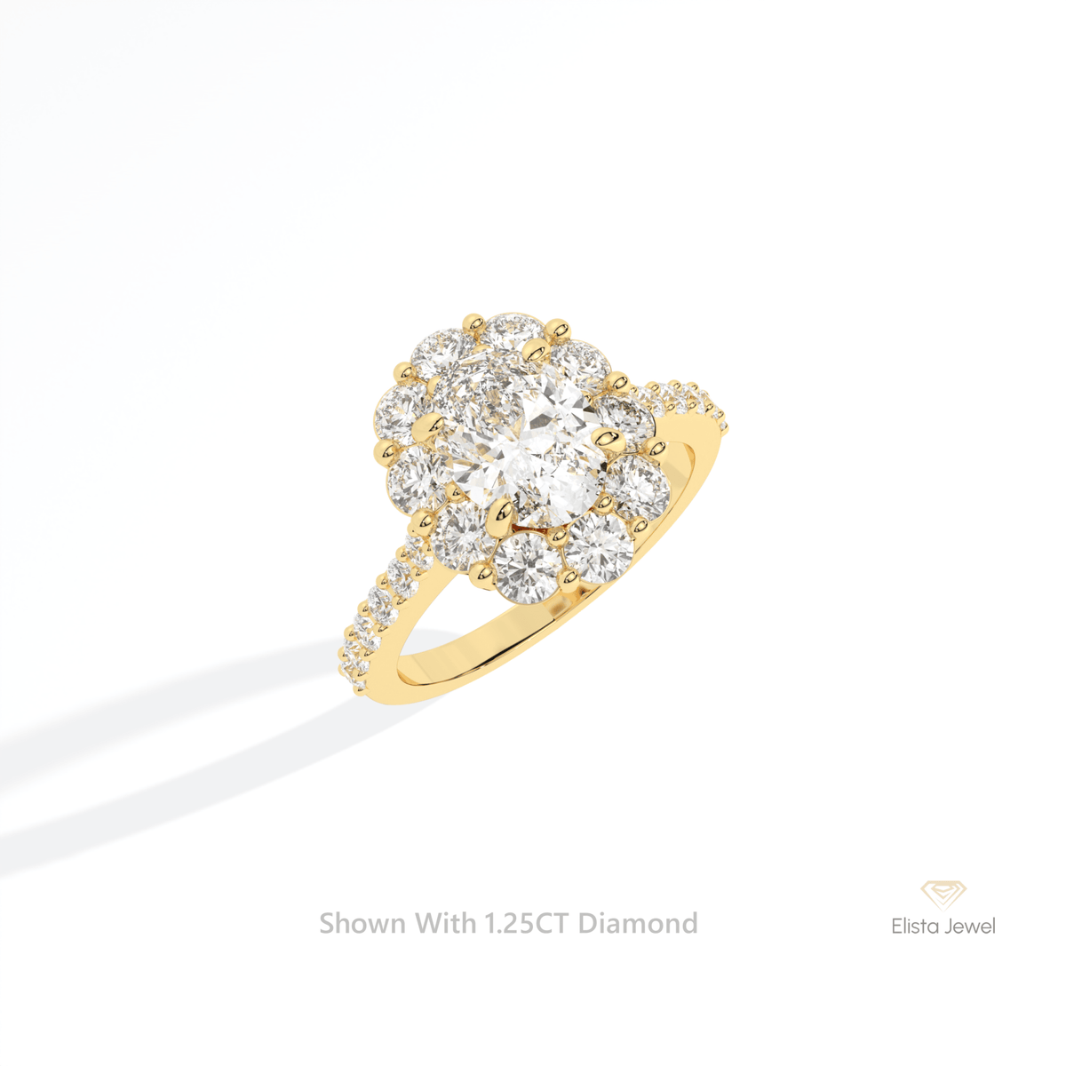 Oval Cut Floral Halo Engagement Lab Grown Diamond Ring in Platinum - Lifestyle View