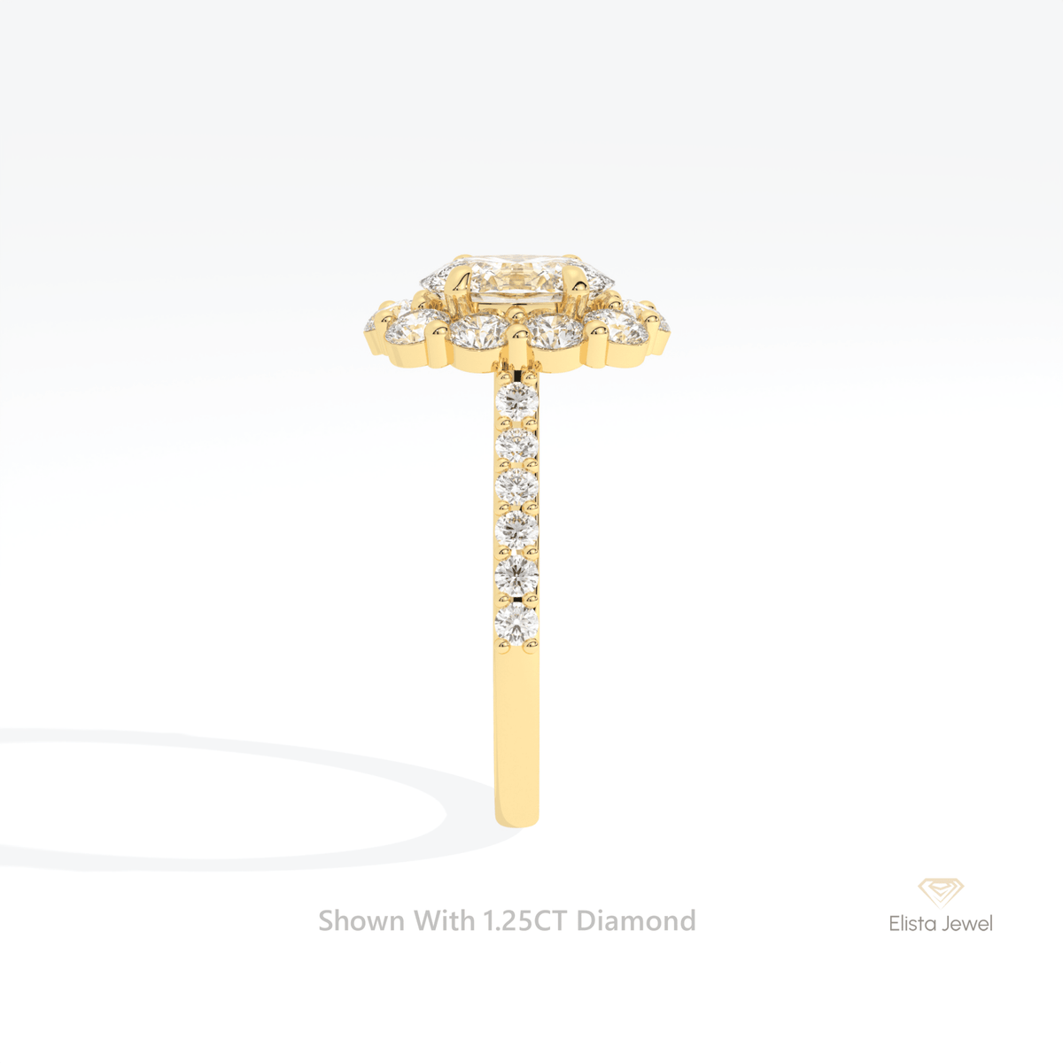 Oval Cut Floral Halo Engagement Lab Grown Diamond Ring - Additional View
