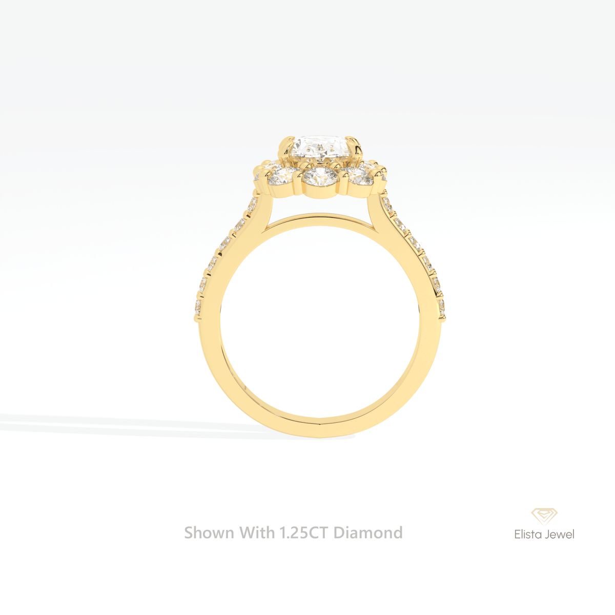 Oval Cut Floral Halo Engagement Lab Grown Diamond Ring - Alternative View