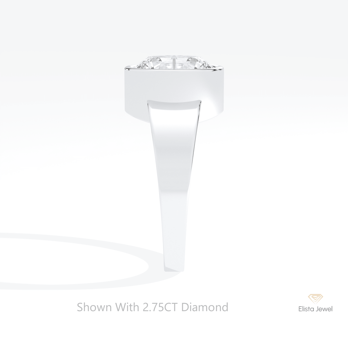 Oval Cut Full Bezel Engagement Lab Grown Diamond Ring in 18K Yellow Gold - Perspective View