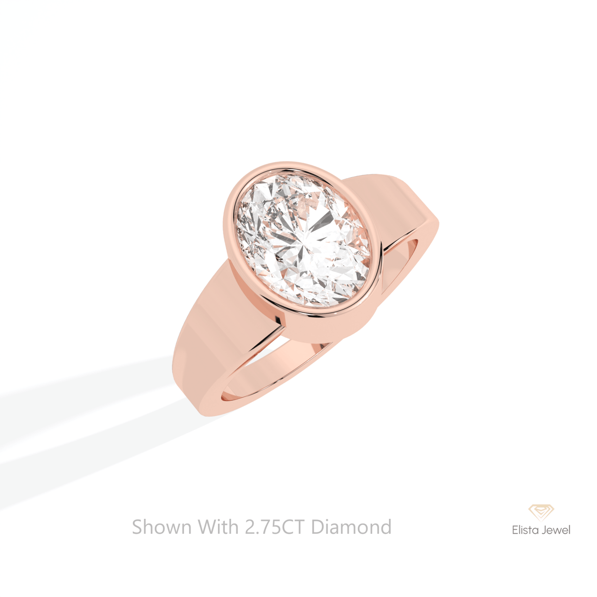 Oval Cut Full Bezel Engagement Lab Grown Diamond Ring in Platinum - Lifestyle View