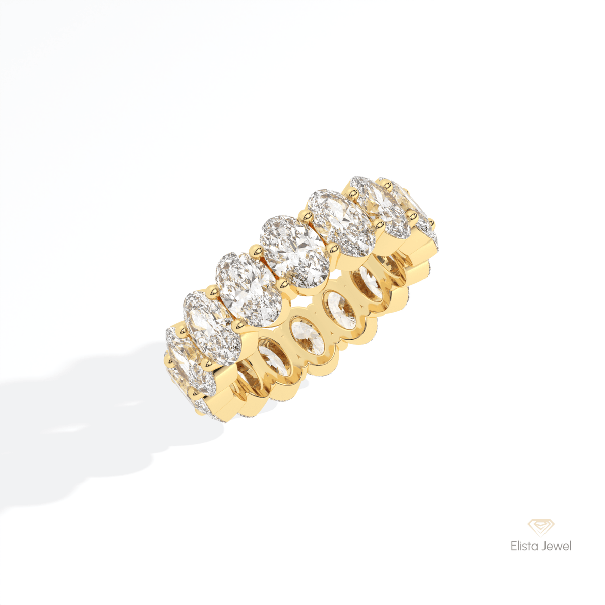 Oval Cut Full Eternity Engagement Lab Grown Diamond Band in 10K Yellow Gold - Side View