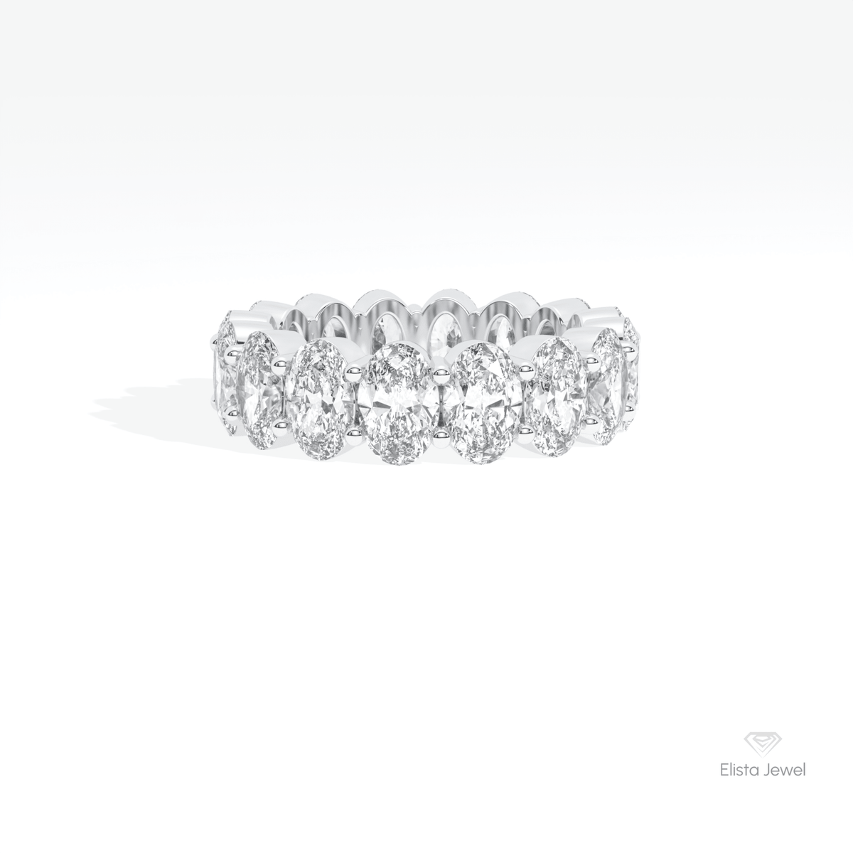 Oval Cut Full Eternity Engagement Lab Grown Diamond Band in 14K Yellow Gold - Detail View