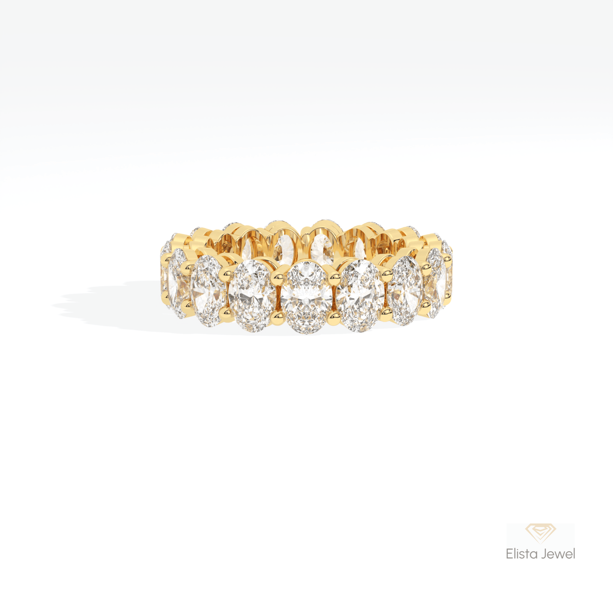 Oval Cut Full Eternity Stacking Lab Grown Diamond Band in 18K Rose Gold - Ring on Hand View