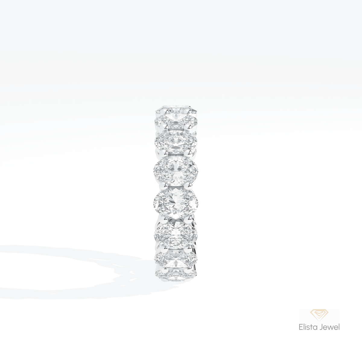 Oval Cut Full Eternity Stacking Lab Grown Diamond Band in 18K Yellow Gold - Perspective View