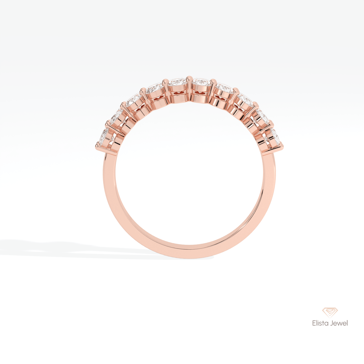 Oval Cut Half Eternity Wedding Lab Grown Diamond Band - Alternative View