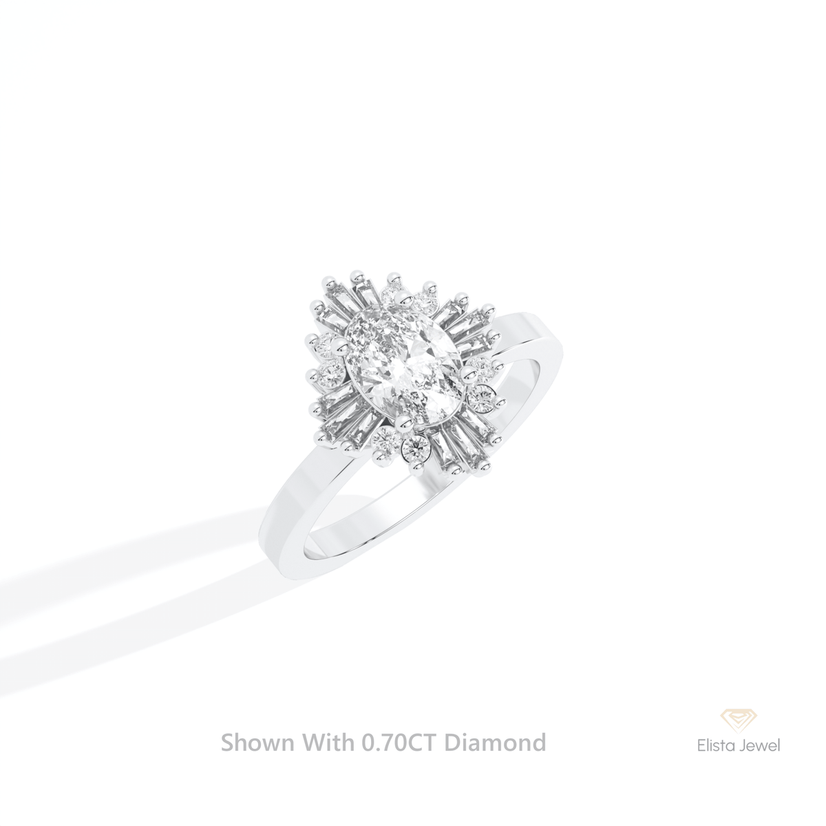 Oval Cut Halo Art Deco Lab Grown Diamond Ring in 10K Yellow Gold - Side View
