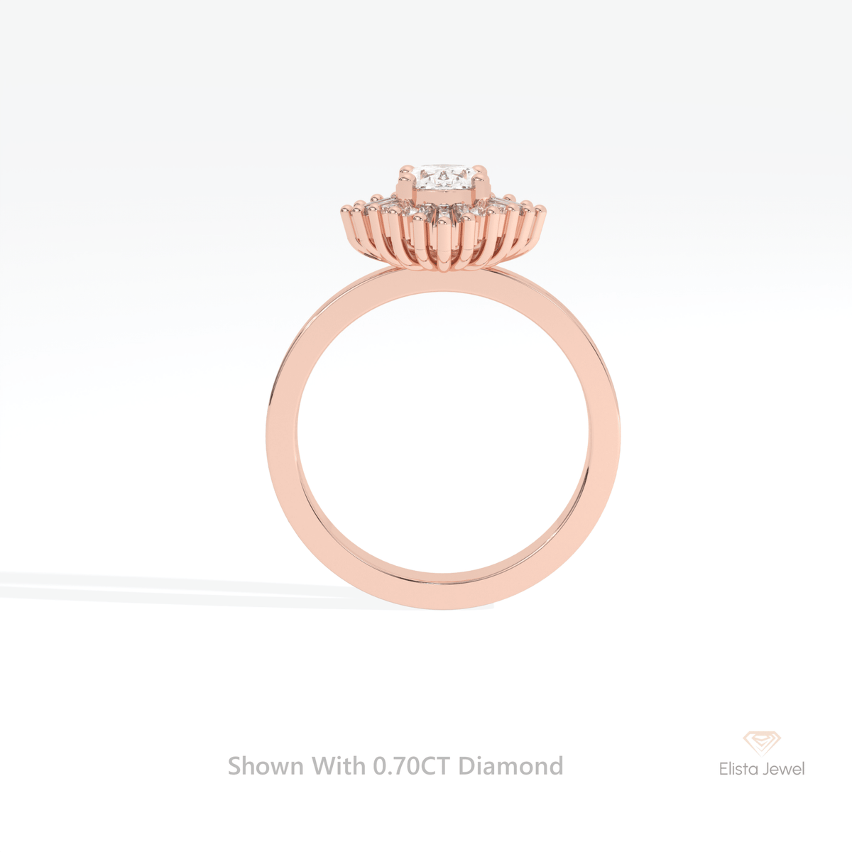 Oval Cut Halo Art Deco Lab Grown Diamond Ring - Alternative View
