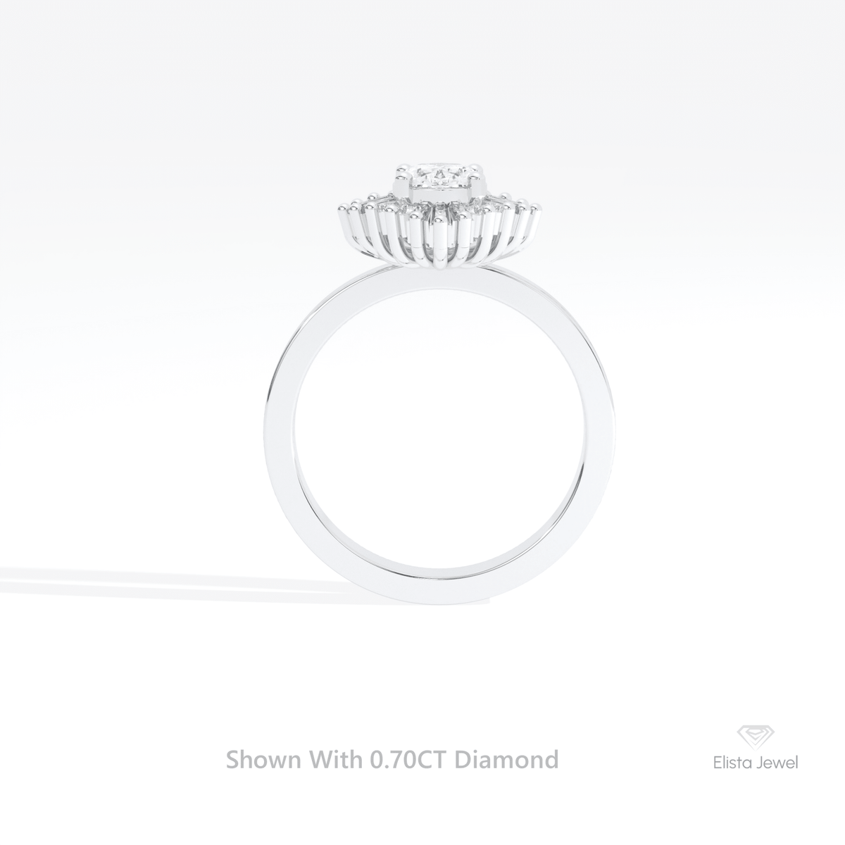 Oval Cut Halo Art Deco Lab Grown Diamond Ring in 10K Rose Gold - Angled View