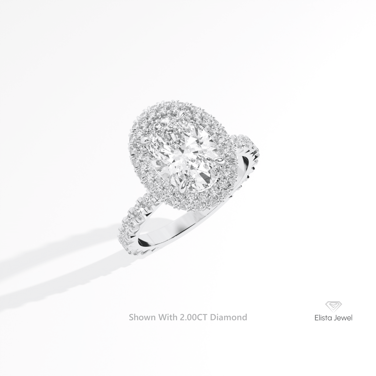 Oval Cut Halo Engagement Lab Grown Diamond Ring in 14K Rose Gold - Profile View