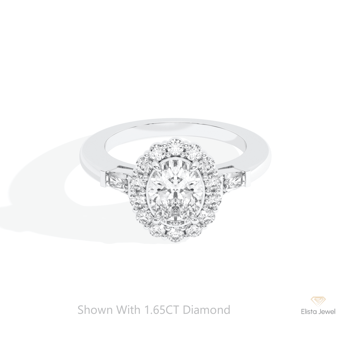 Oval Cut Halo Engagement Lab Grown Diamond Ring in 14K Yellow Gold - Detail View