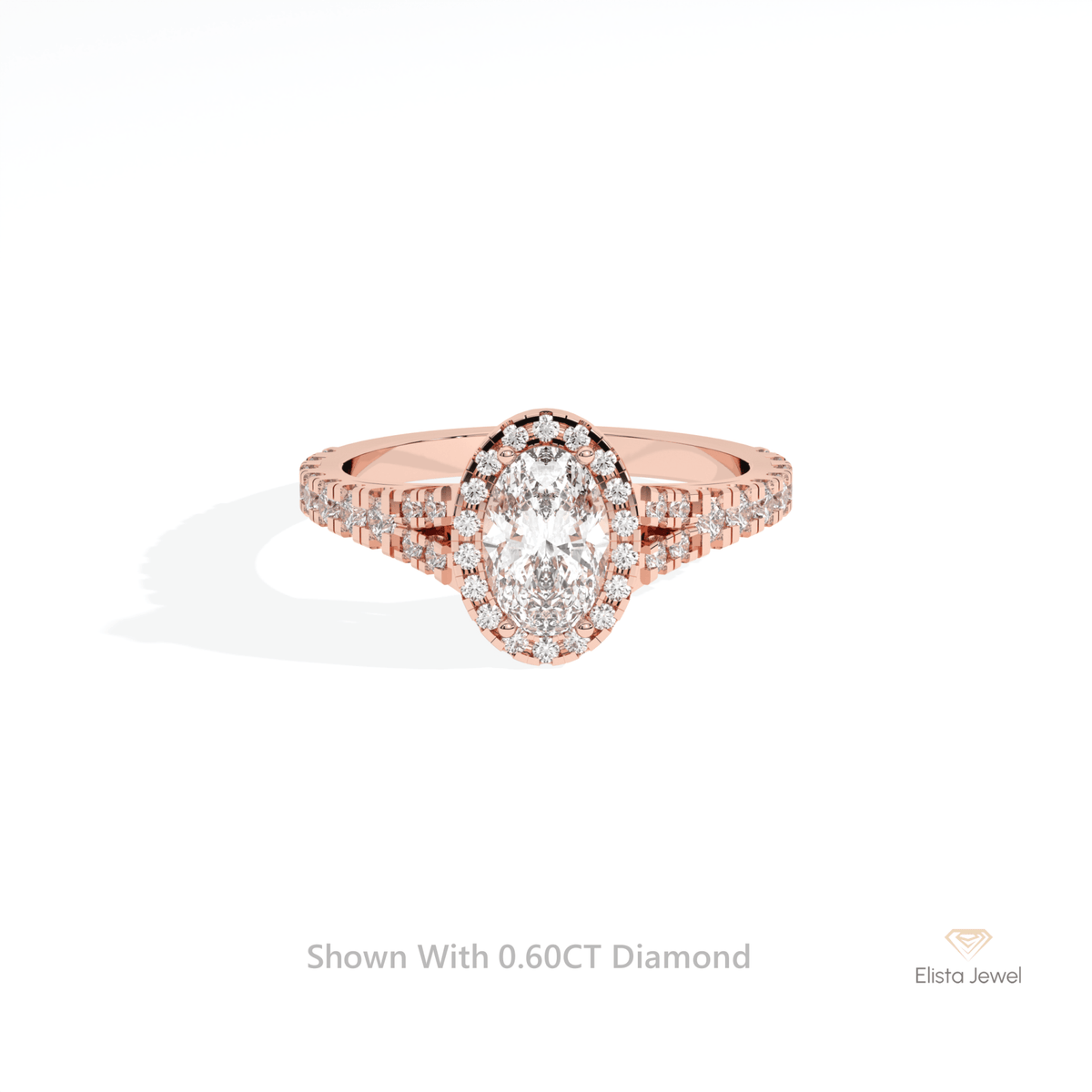 Oval Cut Halo Engagement Lab Grown Diamond Ring in 10K White Gold - Front View