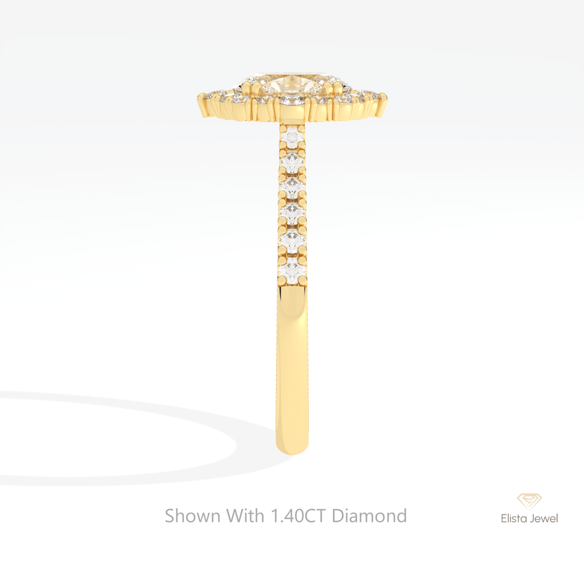 Oval Cut Halo Engagement Lab Grown Diamond Ring in 14K White Gold - Top View