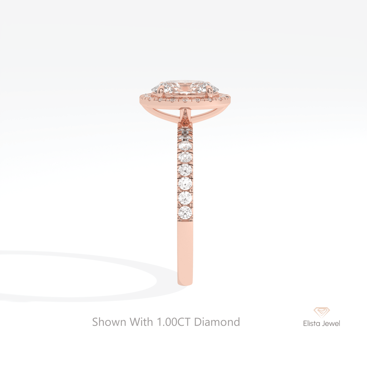 Oval Cut Halo Engagement Lab Grown Diamond Ring - Additional View