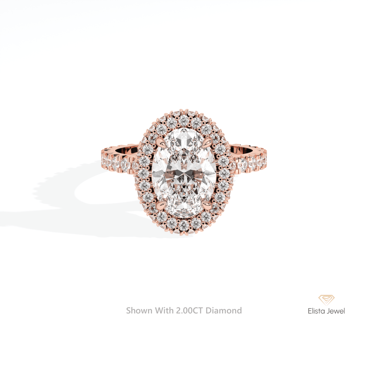 Oval Cut Halo Engagement Lab Grown Diamond Ring in 10K White Gold - Front View