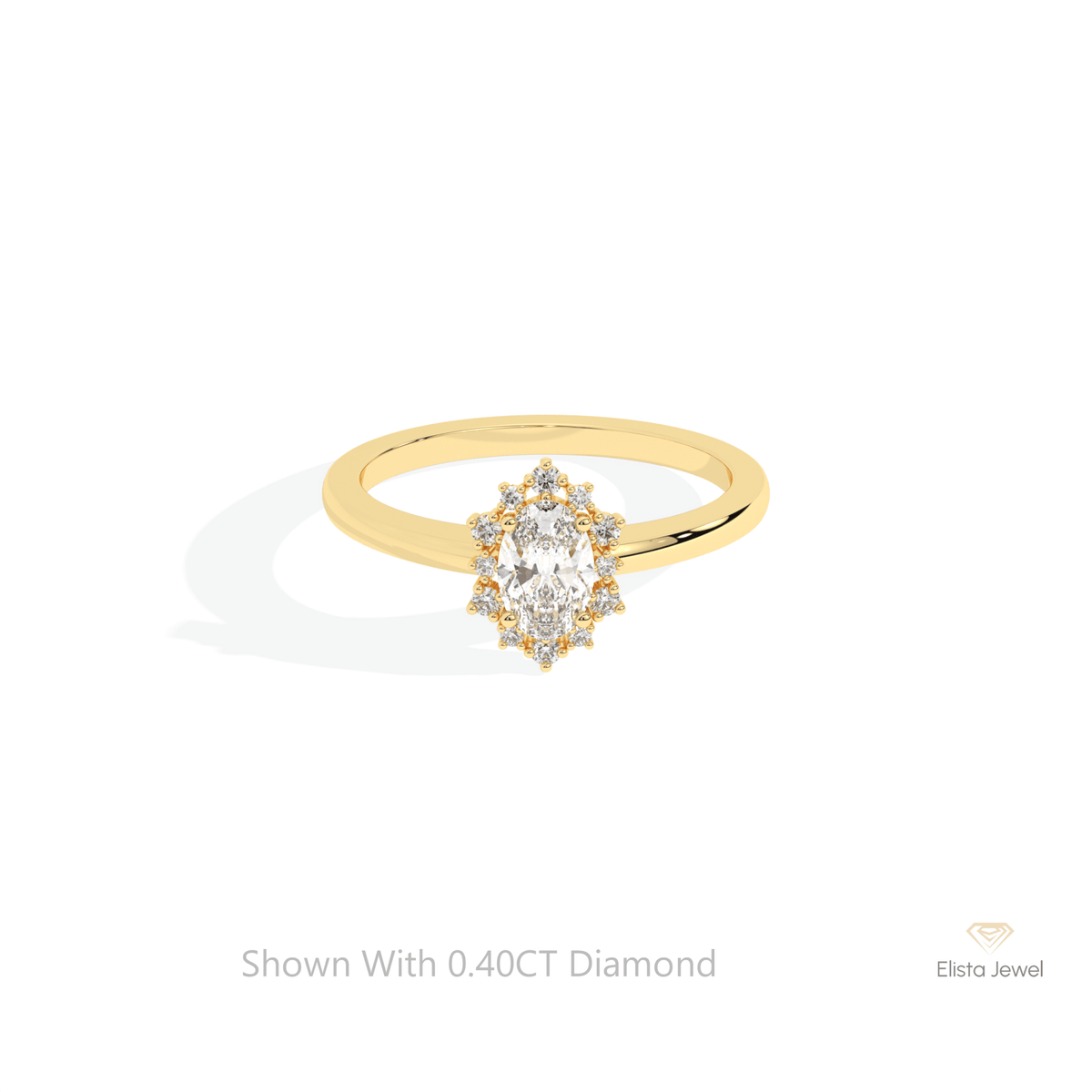 Oval Cut Halo Engagement Lab Grown Diamond Ring in 10K White Gold - Front View
