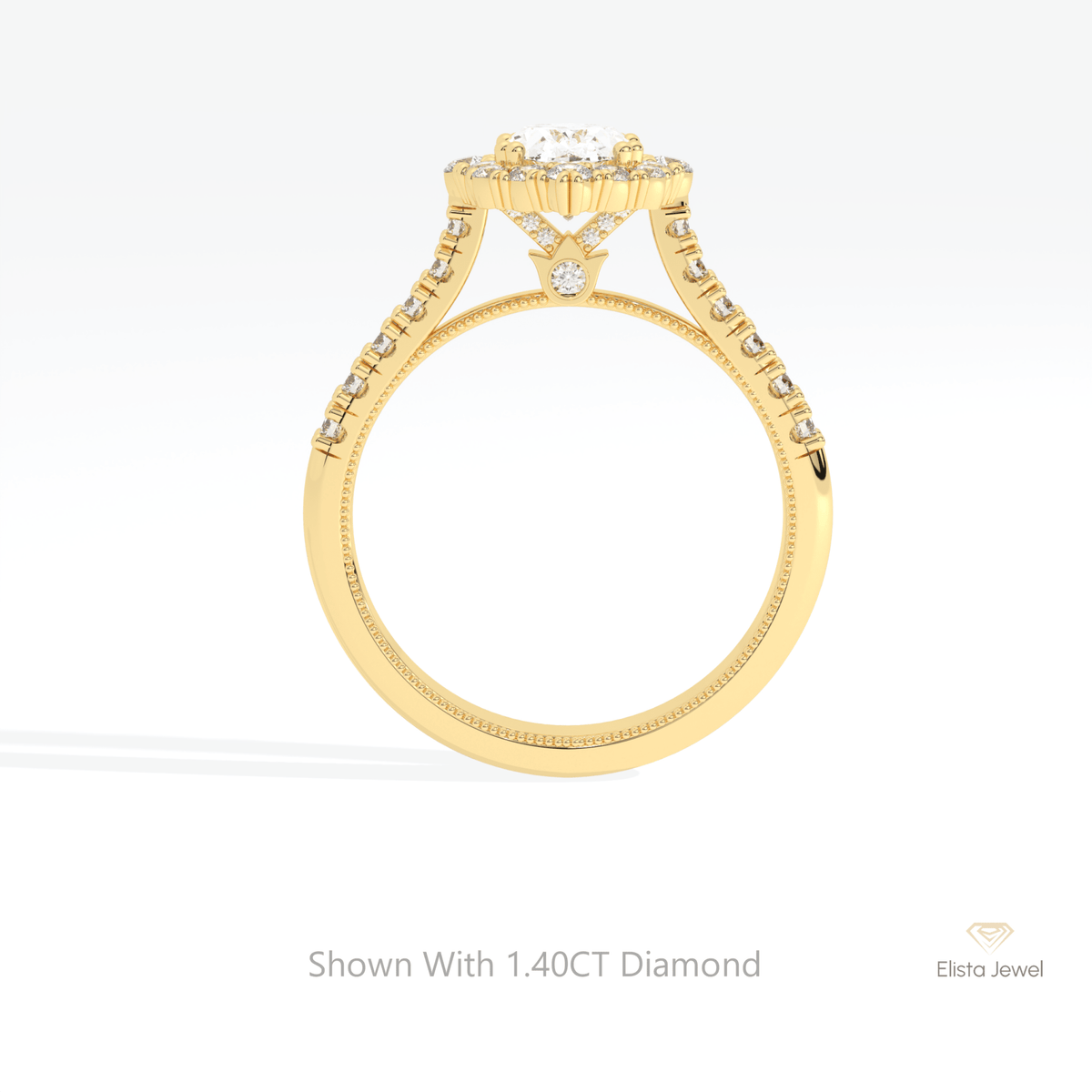 Oval Cut Halo Engagement Lab Grown Diamond Ring in 10K Rose Gold - Angled View