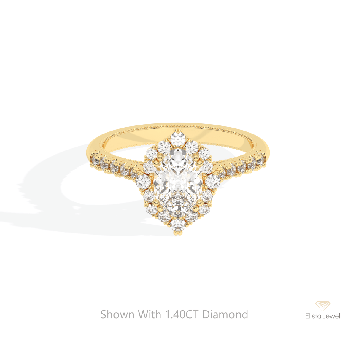 Oval Cut Halo Engagement Lab Grown Diamond Ring in 10K White Gold - Front View