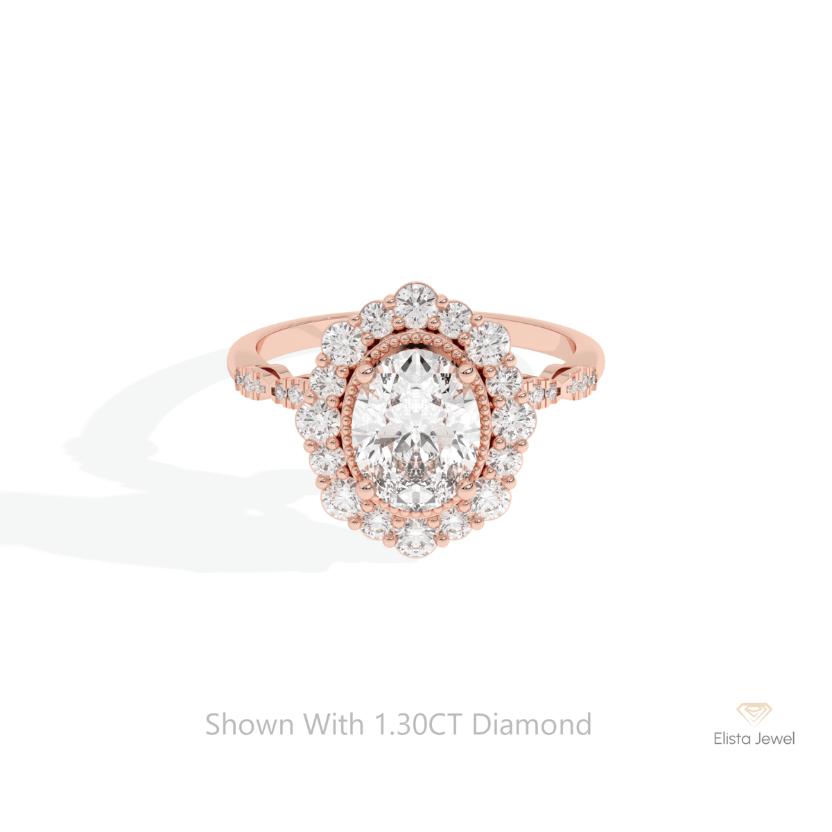 Oval Cut Halo Engagement Lab Grown Diamond Ring in 10K White Gold - Front View