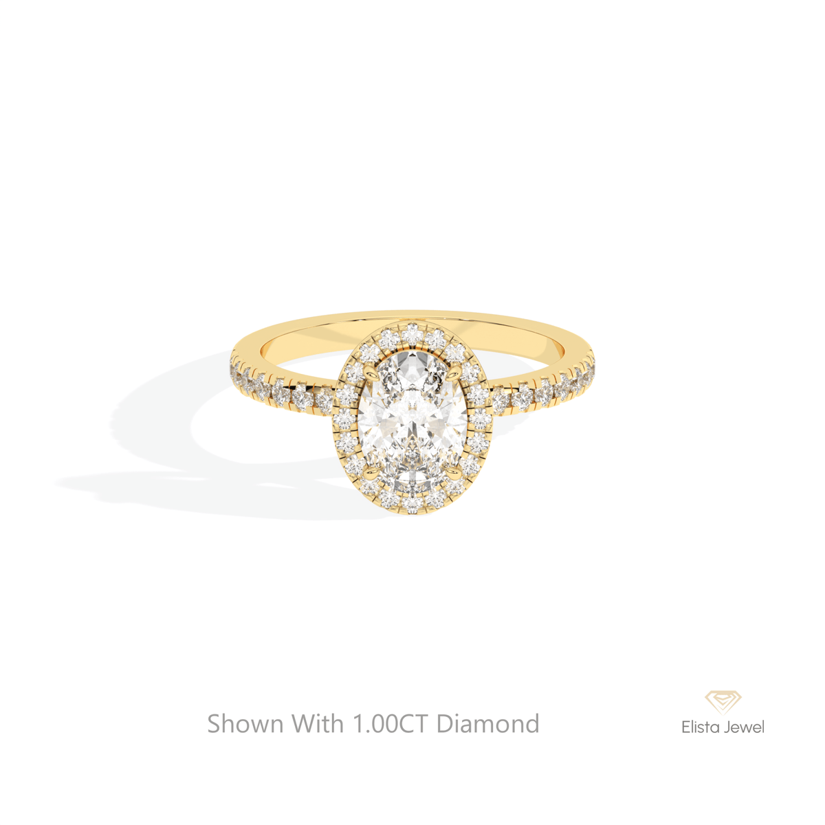 Oval Cut Halo Engagement Lab Grown Diamond Ring in 10K White Gold - Front View