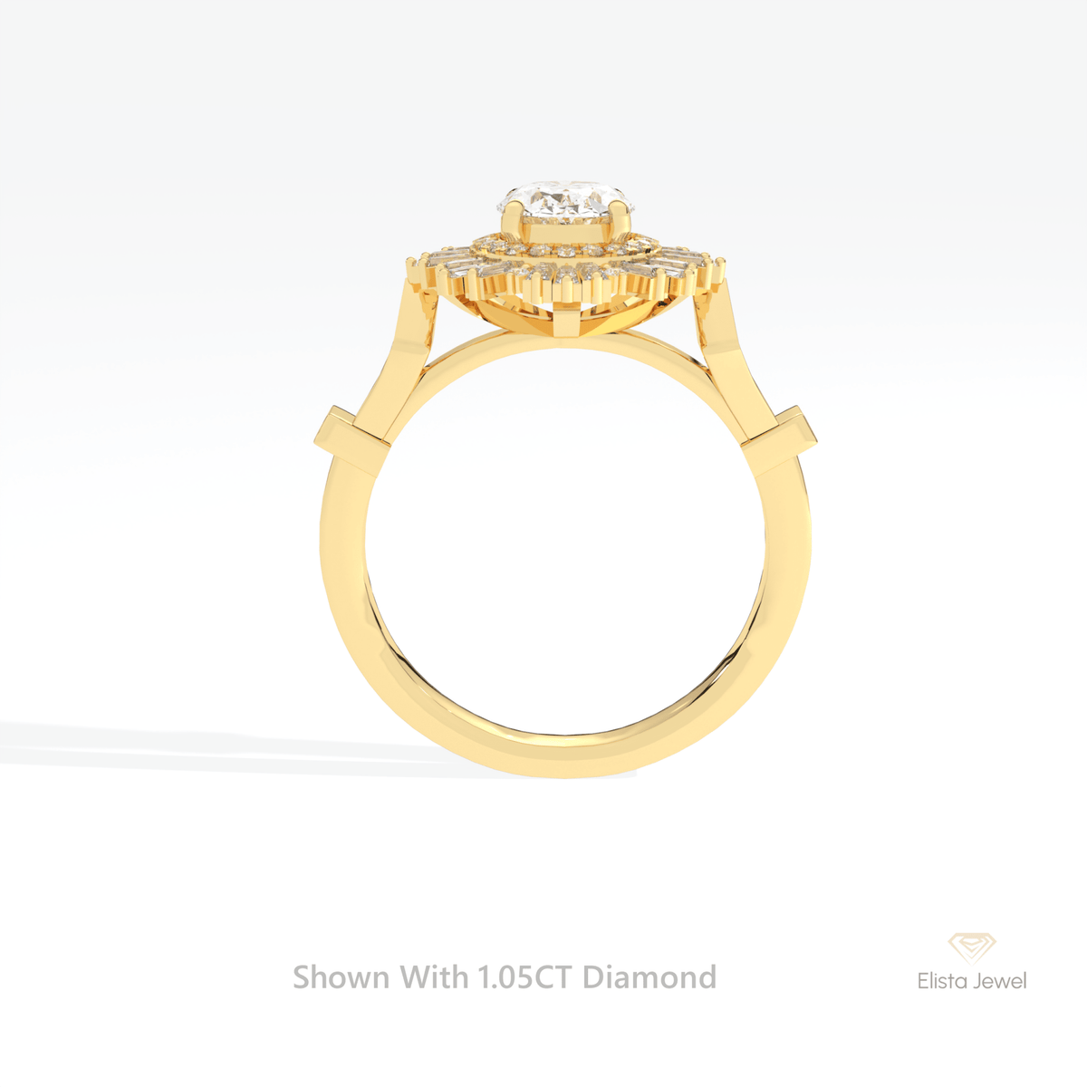 Oval Cut Halo Starburst Lab Grown Diamond Ring in 10K Rose Gold - Angled View