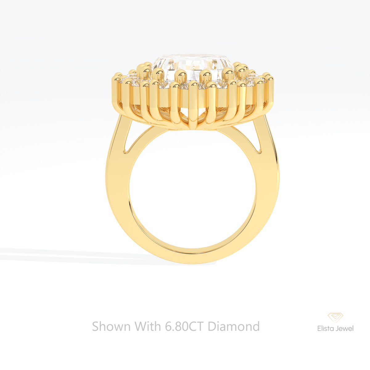Oval Cut Halo Starburst Lab Grown Diamond Ring in 10K Rose Gold - Angled View