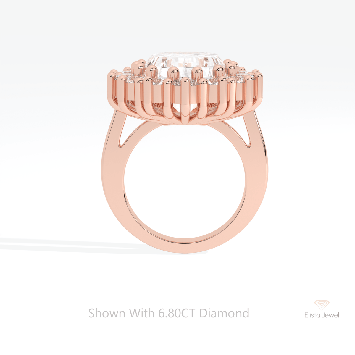 Oval Cut Halo Starburst Lab Grown Diamond Ring - Alternative View