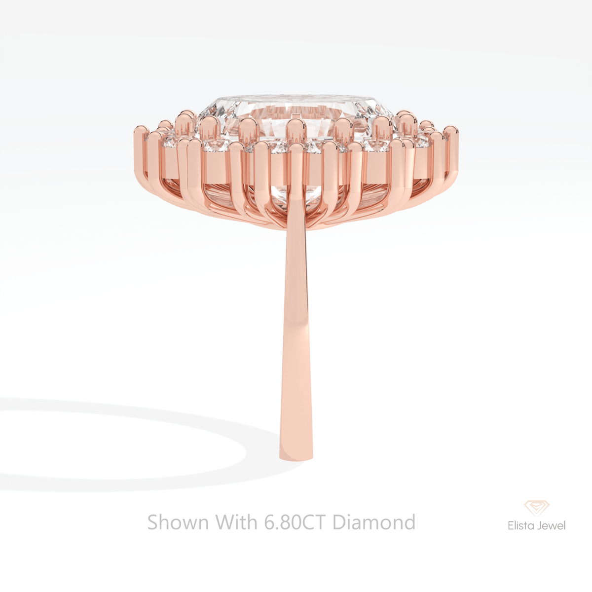 Oval Cut Halo Starburst Lab Grown Diamond Ring - Additional View