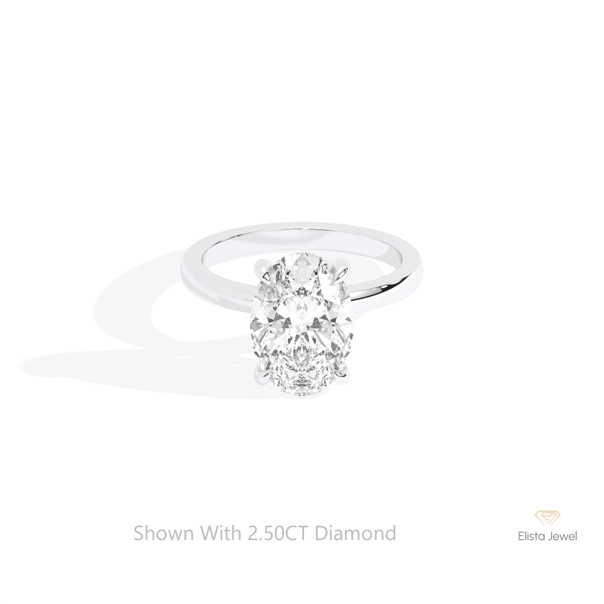 Oval Cut Hidden Halo Engagement Lab Grown Diamond Ring in 10K White Gold - Front View