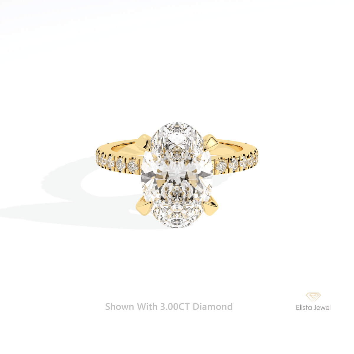 Oval Cut Hidden Halo Engagement Lab Grown Diamond Ring in 10K White Gold - Front View