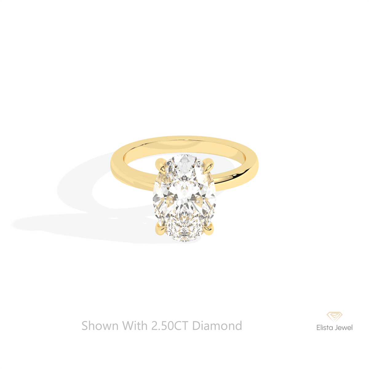 Oval Cut Hidden Halo Engagement Lab Grown Diamond Ring in 14K Yellow Gold - Detail View