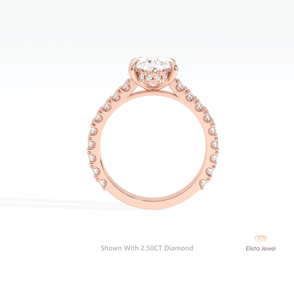 Oval Cut Hidden Halo Engagement Lab Grown Diamond Ring - Alternative View