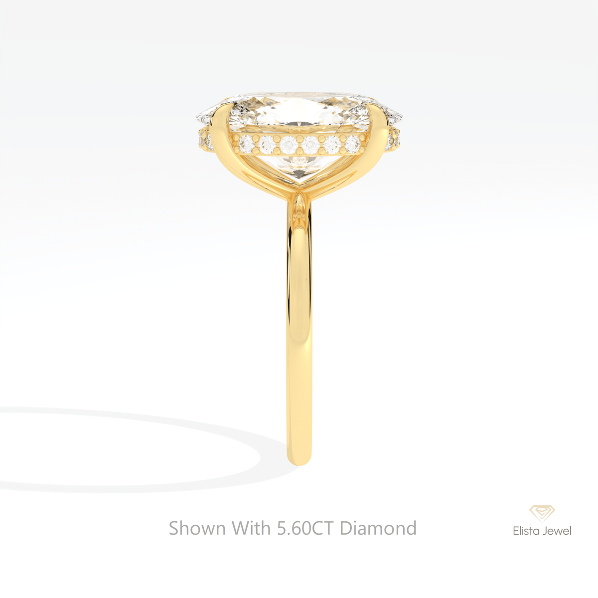 Oval Cut Hidden Halo Engagement Lab Grown Diamond Ring in 18K Yellow Gold - Perspective View