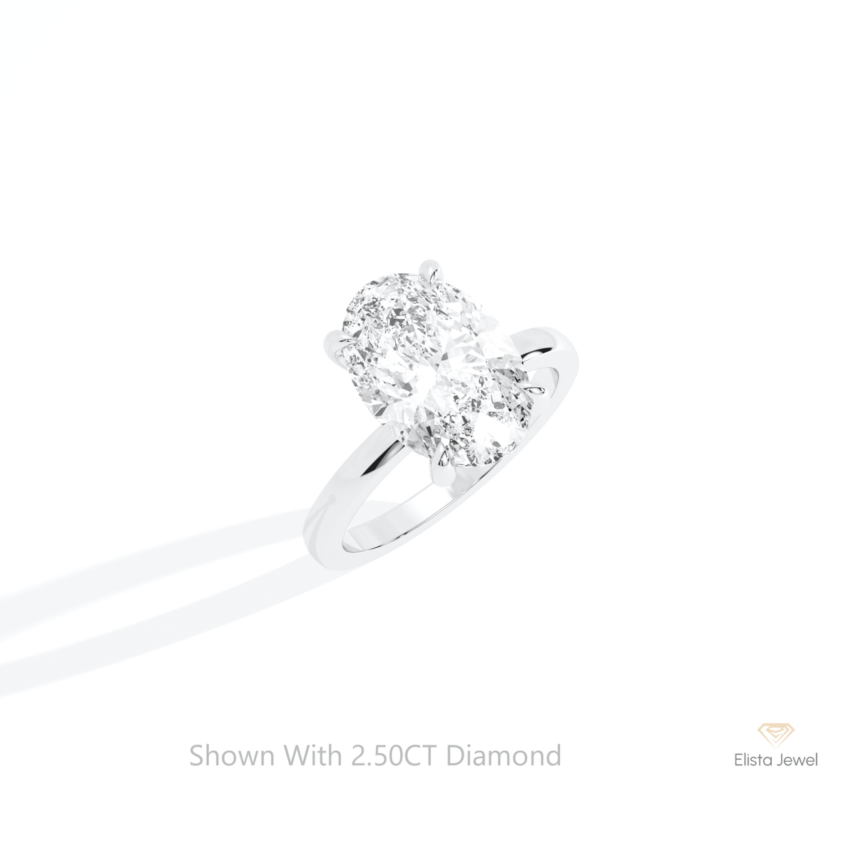 Oval Cut Hidden Halo Engagement Lab Grown Diamond Ring in 10K Yellow Gold - Side View