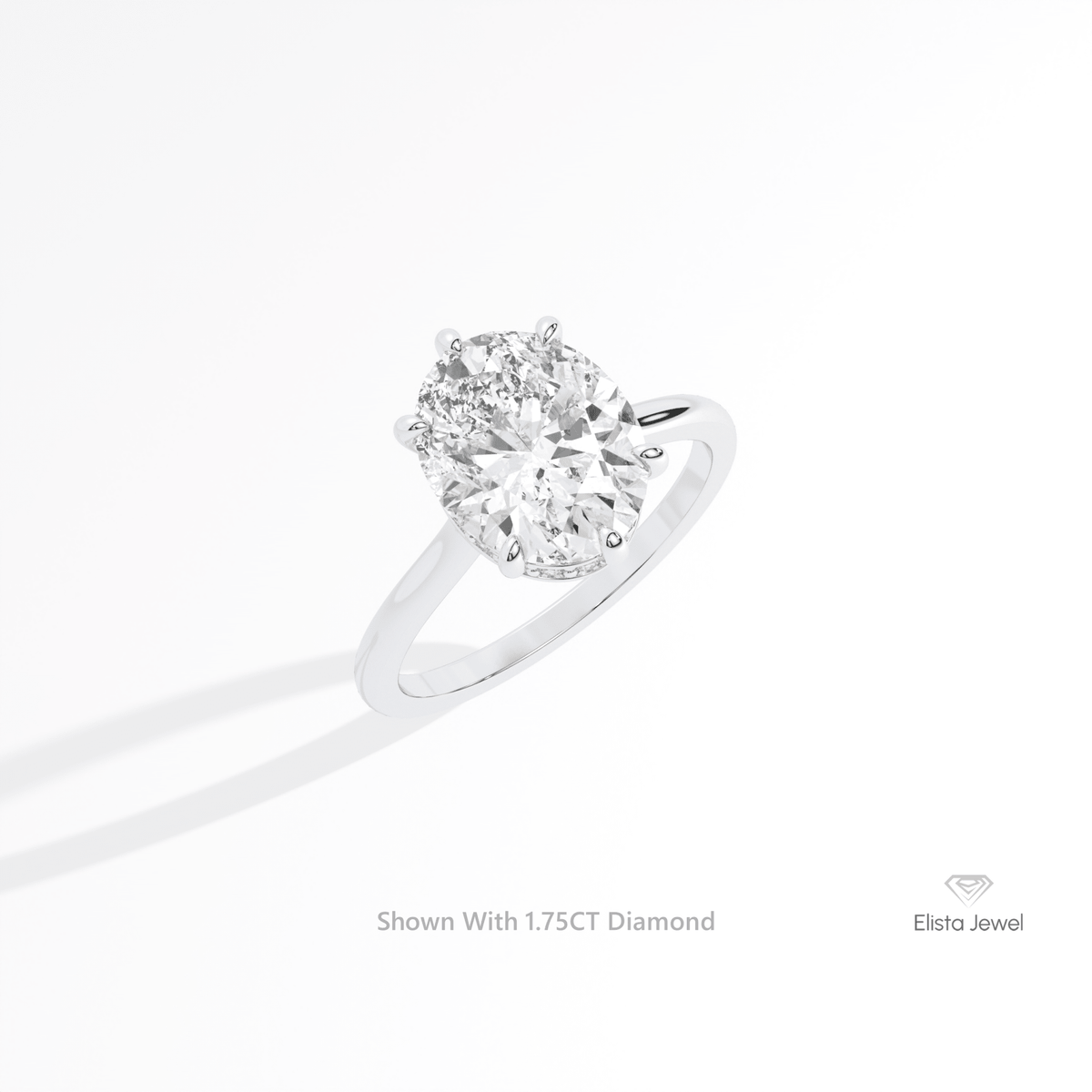 Oval Cut Hidden Halo Engagement Lab Grown Diamond Ring in 14K Rose Gold - Profile View
