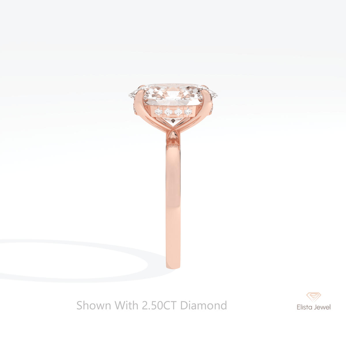 Oval Cut Hidden Halo Engagement Lab Grown Diamond Ring - Additional View