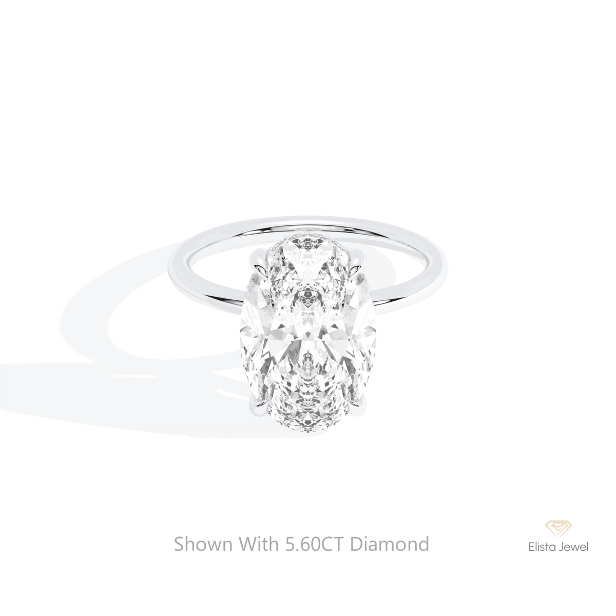 Oval Cut Hidden Halo Engagement Lab Grown Diamond Ring in 10K White Gold - Front View