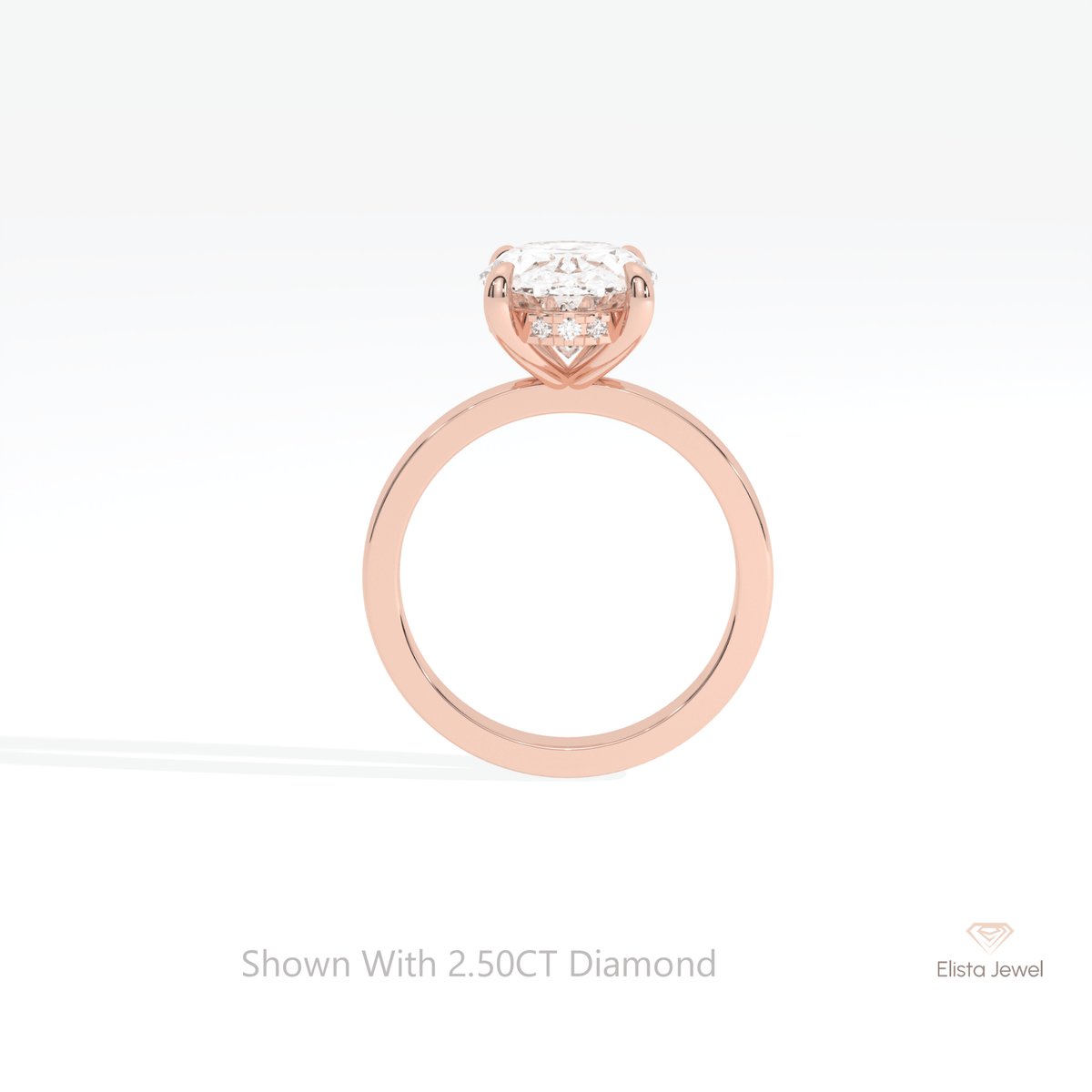 Oval Cut Hidden Halo Engagement Lab Grown Diamond Ring - Alternative View