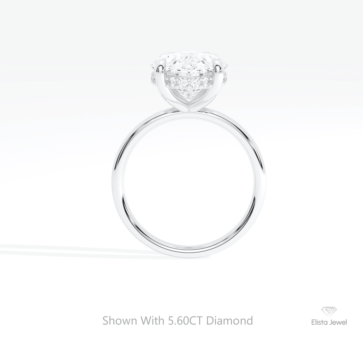 Oval Cut Hidden Halo Engagement Lab Grown Diamond Ring in 10K Rose Gold - Angled View