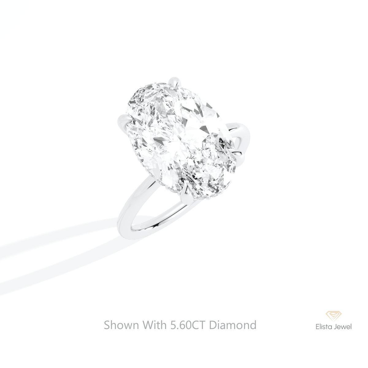 Oval Cut Hidden Halo Engagement Lab Grown Diamond Ring in 10K Yellow Gold - Side View