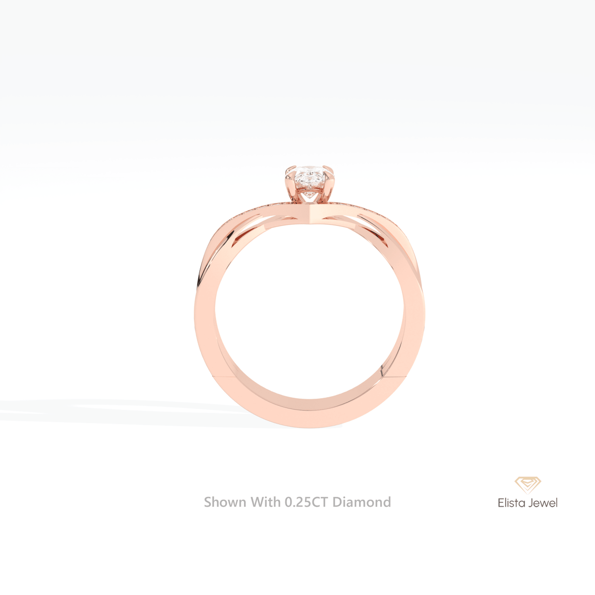 Oval Cut Solitaire Accent Engagement Lab Grown Diamond Ring - Alternative View