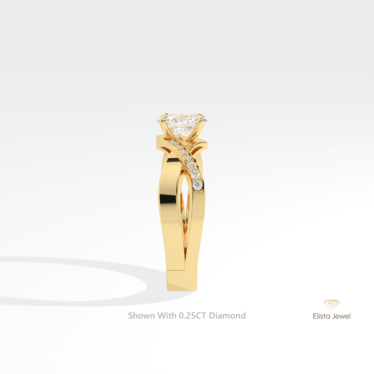 Oval Cut Solitaire Accent Engagement Lab Grown Diamond Ring in 14K White Gold - Top View