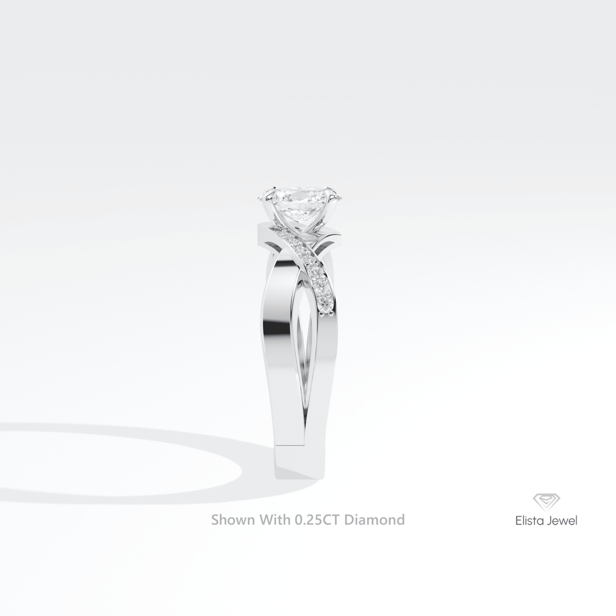 Oval Cut Solitaire Accent Engagement Lab Grown Diamond Ring in 18K Yellow Gold - Perspective View