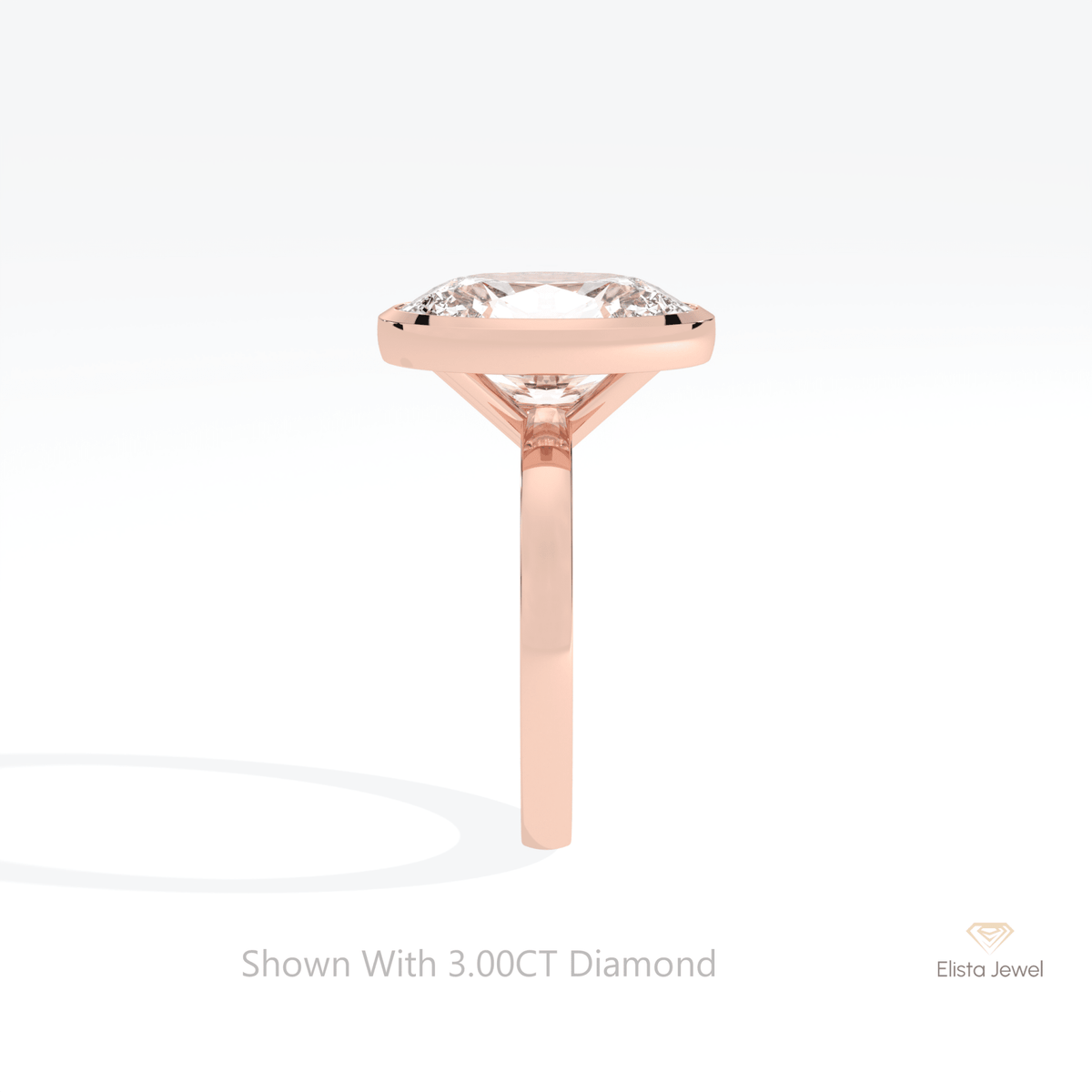 Oval Cut Solitaire Bezel Engagement Lab Grown Diamond Ring - Additional View