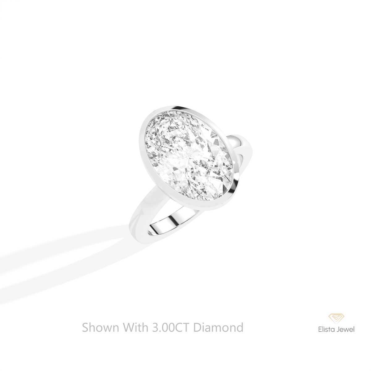 Oval Cut Solitaire Bezel Engagement Lab Grown Diamond Ring in 10K Yellow Gold - Side View