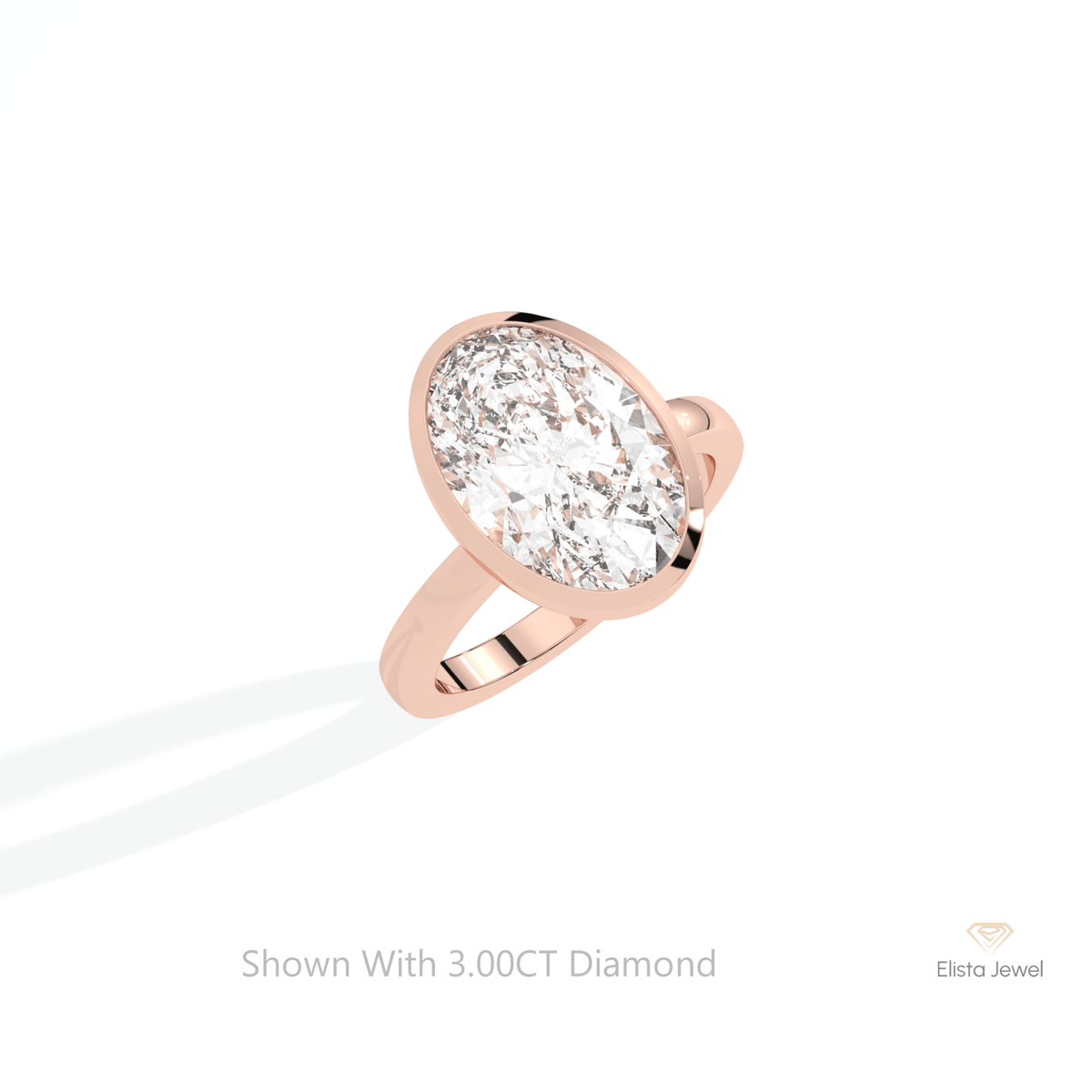 Oval Cut Solitaire Bezel Engagement Lab Grown Diamond Ring in Platinum - Lifestyle View